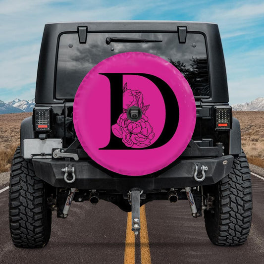 Personalized Initial Pink Jeep Tire Cover
