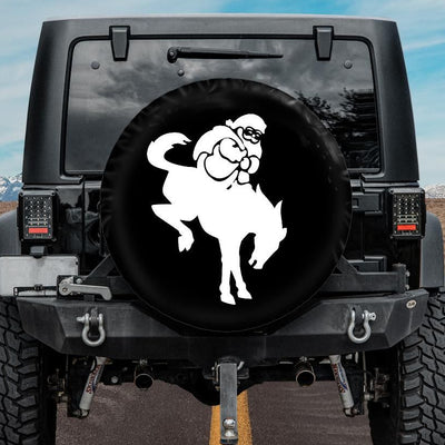 Funny Christmas Bronco Tire Cover with Santa riding Bronco Horse