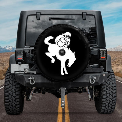 Funny Christmas Bronco Tire Cover with backup camera hole. Santa riding Bronco.