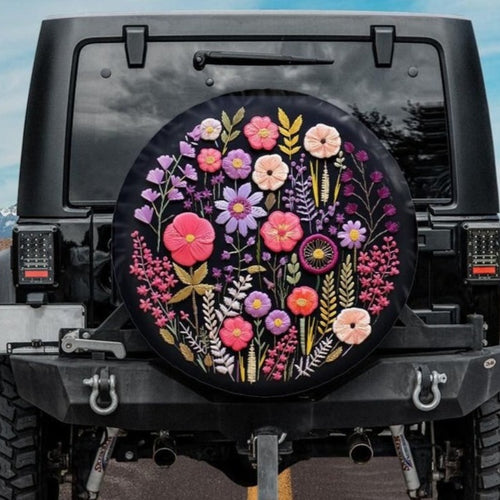 jeep tire cover, botanical tire cover, embroidery tire cover, girly tire cover, unique tire cover, custom tire cover