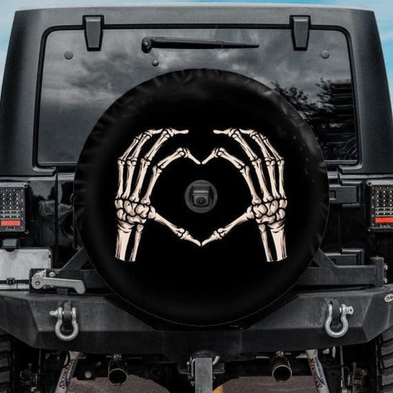 funny tire cover, jeep tire cover with backup camera hole, skeleton tire cover, wrangler tire cover