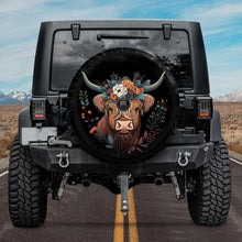 Load image into Gallery viewer, highland cow jeep tire cover with backup camera hole
