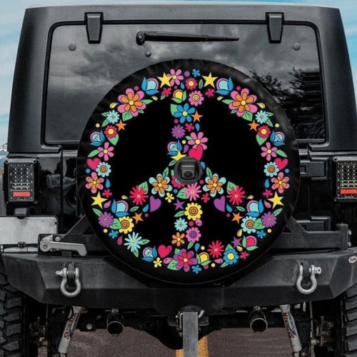 peace jeep tire cover with backup camera hole