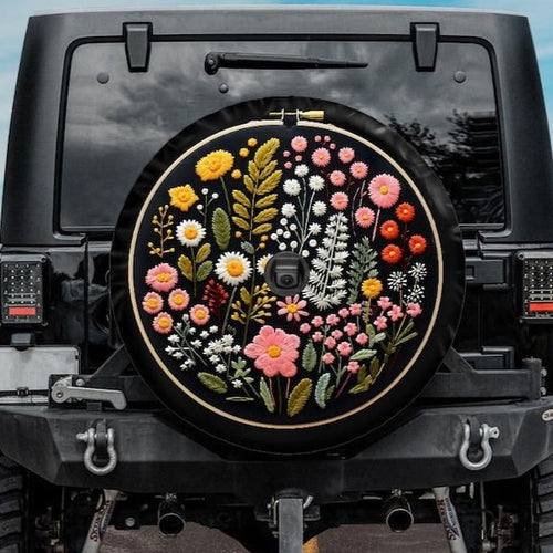 jeep tire cover, wrangler tire cover, floral tire cover, jeep girl tire cover