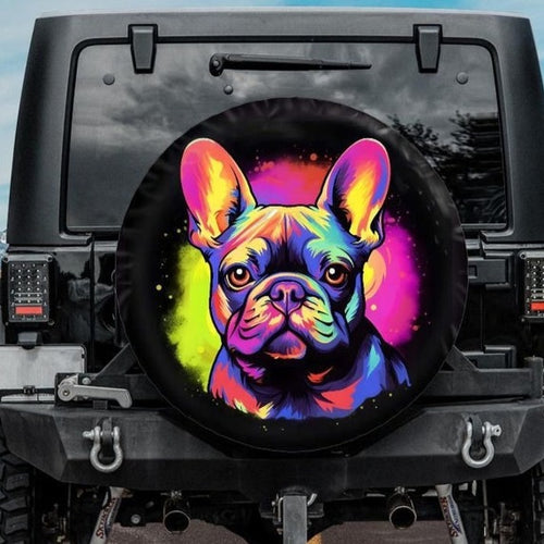 jeep tire cover with french bulldog pink yellow