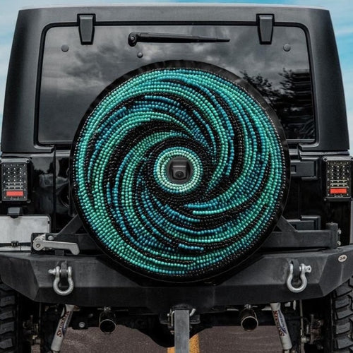 jeep tire cover, teal jeep tire cover with backup camera hole, unique tire covers