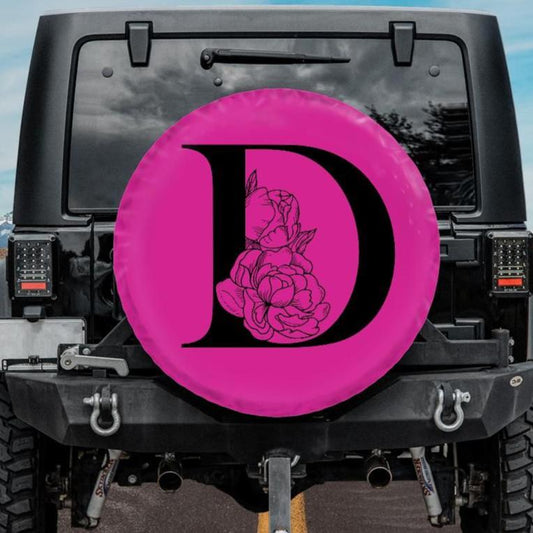 pink tire cover for jeep with initial