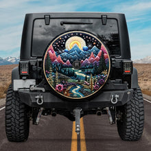 Load image into Gallery viewer, jeep tire cover, unique tire covers, boho tire cover, camping tire cover with backup camera hole
