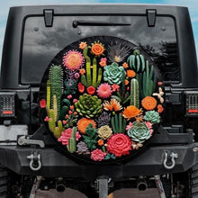 Load image into Gallery viewer, jeep tire cover, embroidery tire cover, succulent tire cover, botanical tire cover
