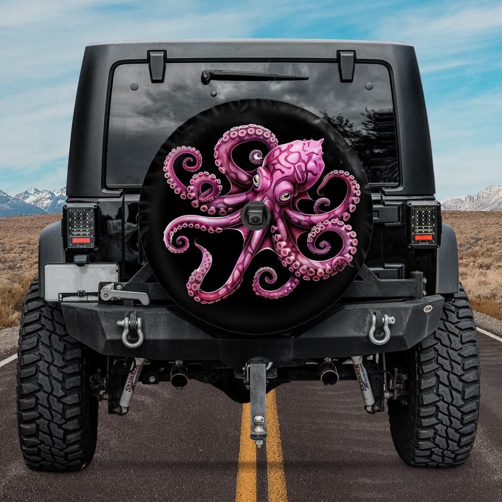 jeep tire cover backup camera hole pink octopus