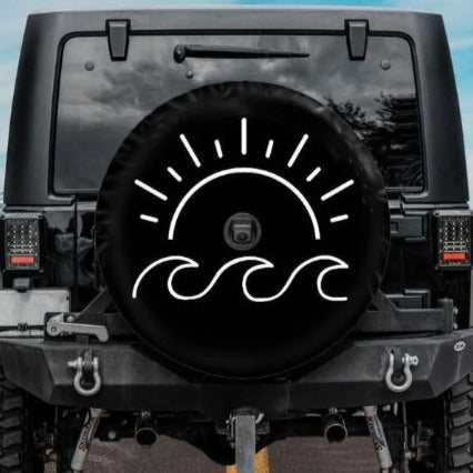 sea wave jeep tire cover with backup camera hole