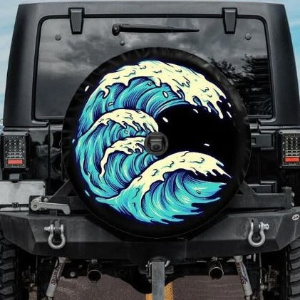 ocean wave jeep tire cover with backup camera hole