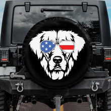 Load image into Gallery viewer, jeep tire cover with golden retriever
