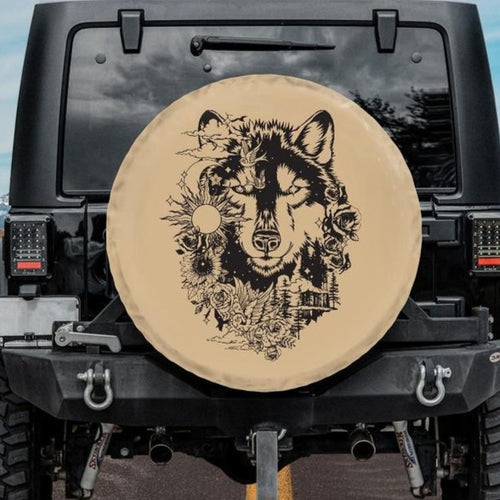 boho wolf jeep tire cover