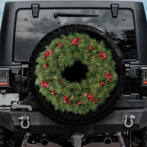 christmas wreath jeep tire cover