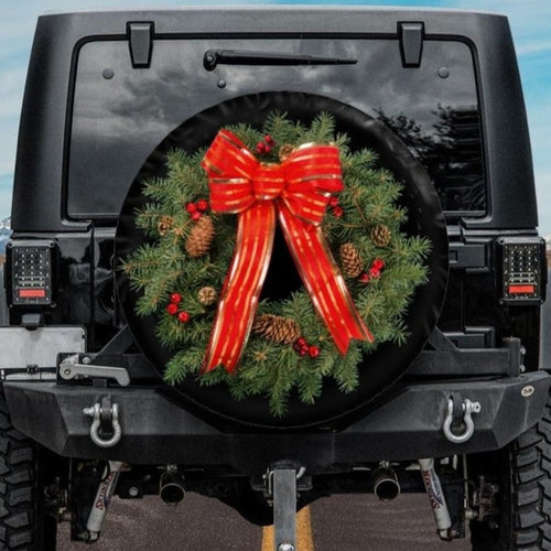 christmas wreath jeep tire cover