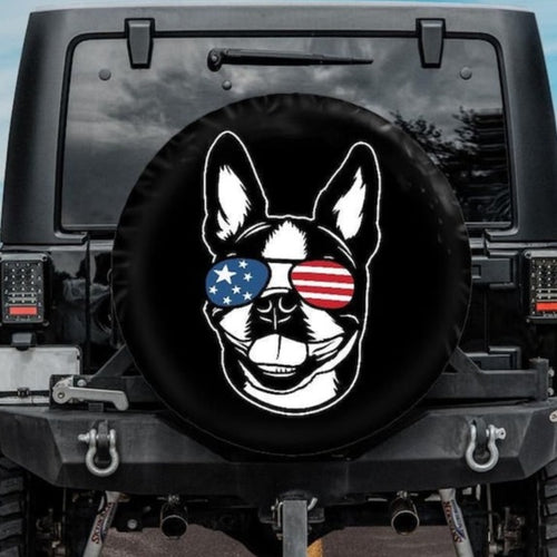boston terrier jeep tire cover with backup camera hole
