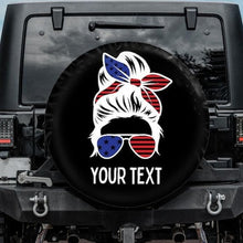 Load image into Gallery viewer, Personalized Text Messy Bun Spare Tire Cover
