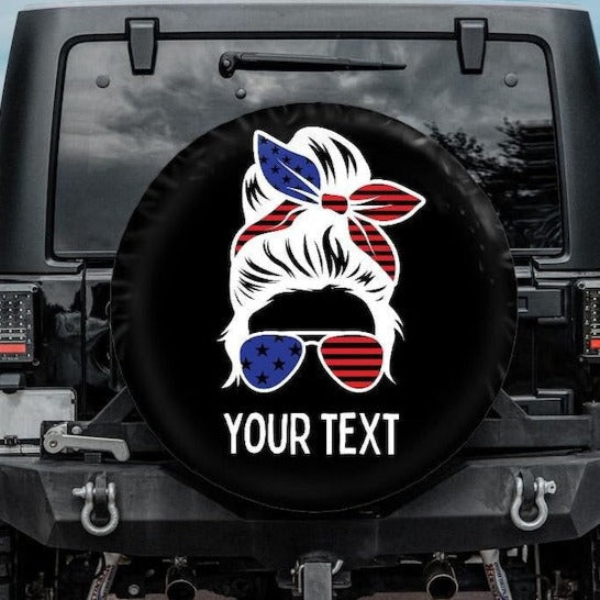 Personalized Text Messy Bun Spare Tire Cover