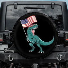Load image into Gallery viewer, T-Rex with American Flag Spare Tire Cover
