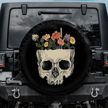 Load image into Gallery viewer, floral skull jeep tire cover, boho jeep tire cover, skull spare tire cover
