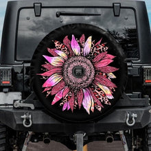 Load image into Gallery viewer, pink sunflower jeep tire cover with backup camera hole
