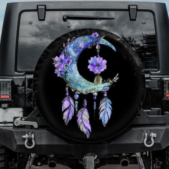 BOHO TIRE COVER jeep tire cover with purple dreamcatcher