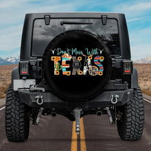 Load image into Gallery viewer, don&#39;t mess with texas jeep tire cover with backup camera hole
