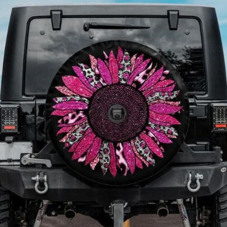 pink sunflower jeep tire cover