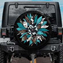 Load image into Gallery viewer, TURQUOISE sunflower jeep tire cover
