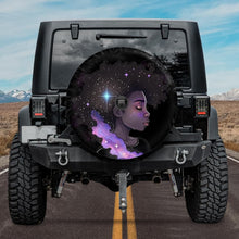 Load image into Gallery viewer, spare jeep tire cover with black woman, rear camera hole jeep tire cover for black women

