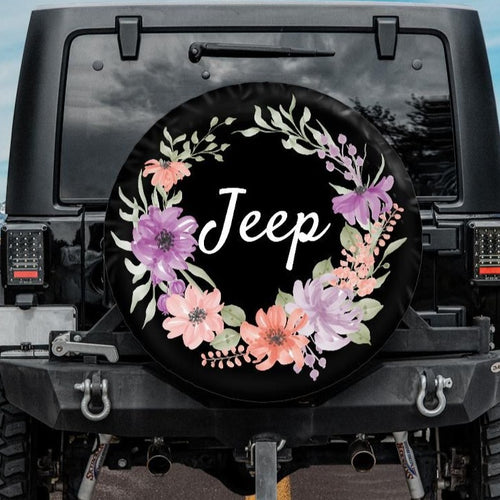 jeep tire cover flower wreath, boho jeep tire cover, wrangler tire cover, girly jeep tire cover, spare wheel cover for girls