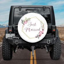 Load image into Gallery viewer, Just Married Spare Tire Cover, Wedding Spare Tire Cover
