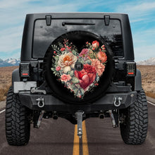 Load image into Gallery viewer, heart jeep tire cover with backup camera hole, girly spare tire cover for jeep, flowers jeep tire cover
