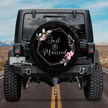 Load image into Gallery viewer, Just Married Spare Tire Cover, Wedding Spare Tire Cover
