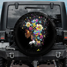 Load image into Gallery viewer, black woman jeep tire cover, black woman spare tire cover, black girl jeep tire cover, girly jeep tire cover
