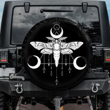 Load image into Gallery viewer, boho jeep tire cover, celestial moth jeep tire cover with backup camera hole
